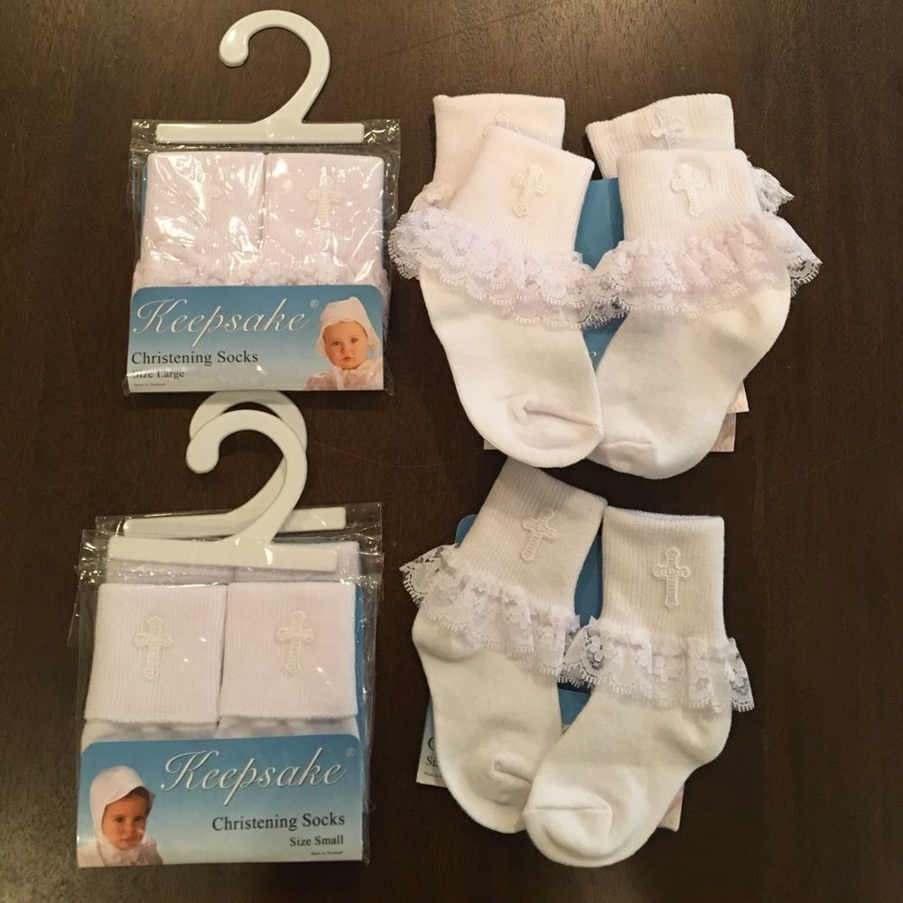 💫2 for $13 💫Baptism cross white socks